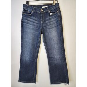 DKNY Jeans Womens 12S Easy Street Straight Wide Blue Denim Wash Mid Rise Stretch